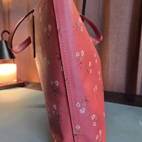 COACH NWOT Leatherware Highline Tote Coral Pink Floral #55181 - Picture 7 of 13